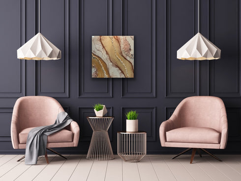 Peaceful moment 2 Rose & Gold Epoxy Painting